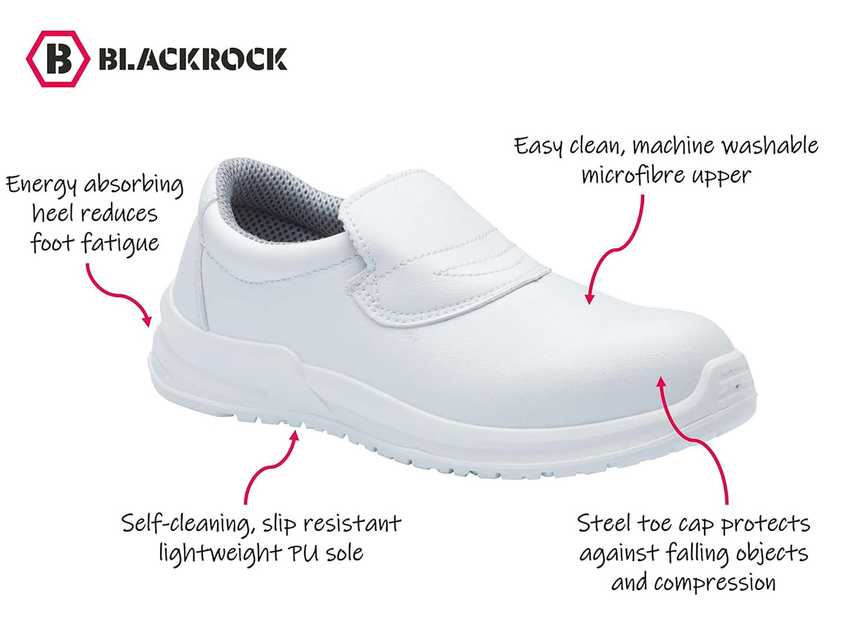 Blackrock Slip-On Safety Shoes, Mens and Womens, Steel Toe Cap, Chef, Nursing, Orthopedic, Non-Slip Work Shoes