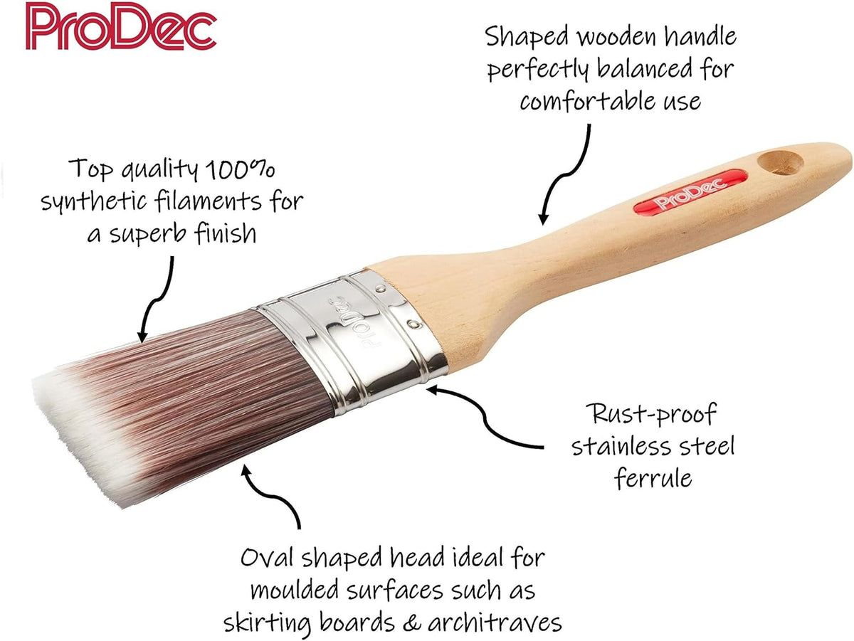 ProDec 3 piece Premier Oval Trade Professional Synthetic Brush Set Ideal for Painting Skirting Board, Architrave