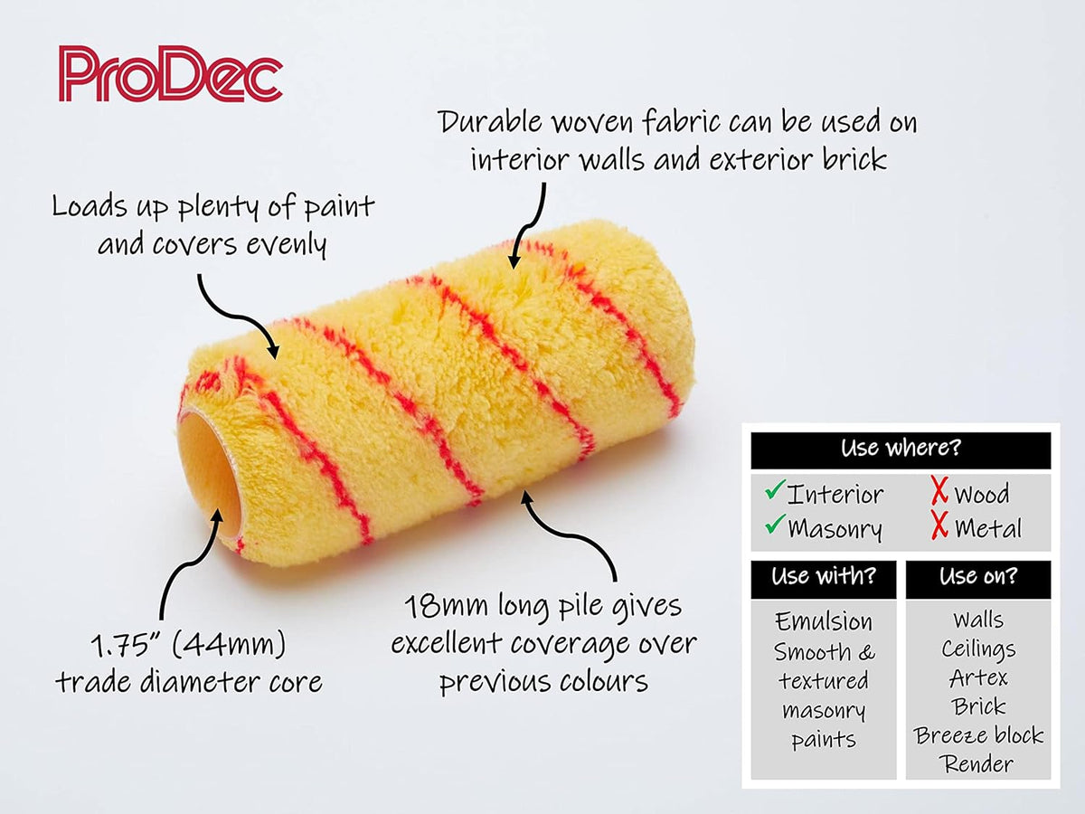 ProDec 7 inch x 1.75" Long Pile Woven Trade Professional Paint Roller for A Smooth Finish