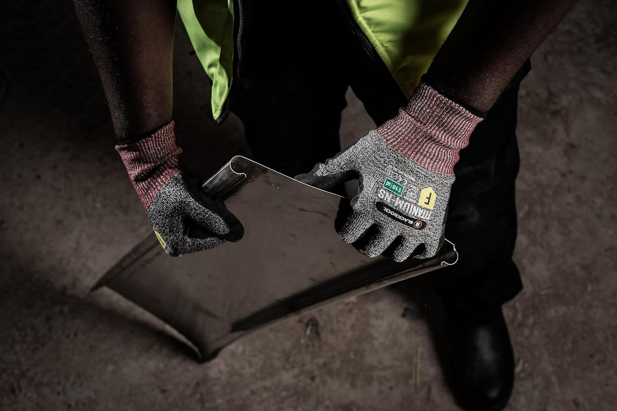 Blackrock Titanium Maximum Cut Resistant Level F Sandy Nitrile Oily Gripper Safety Work Gloves