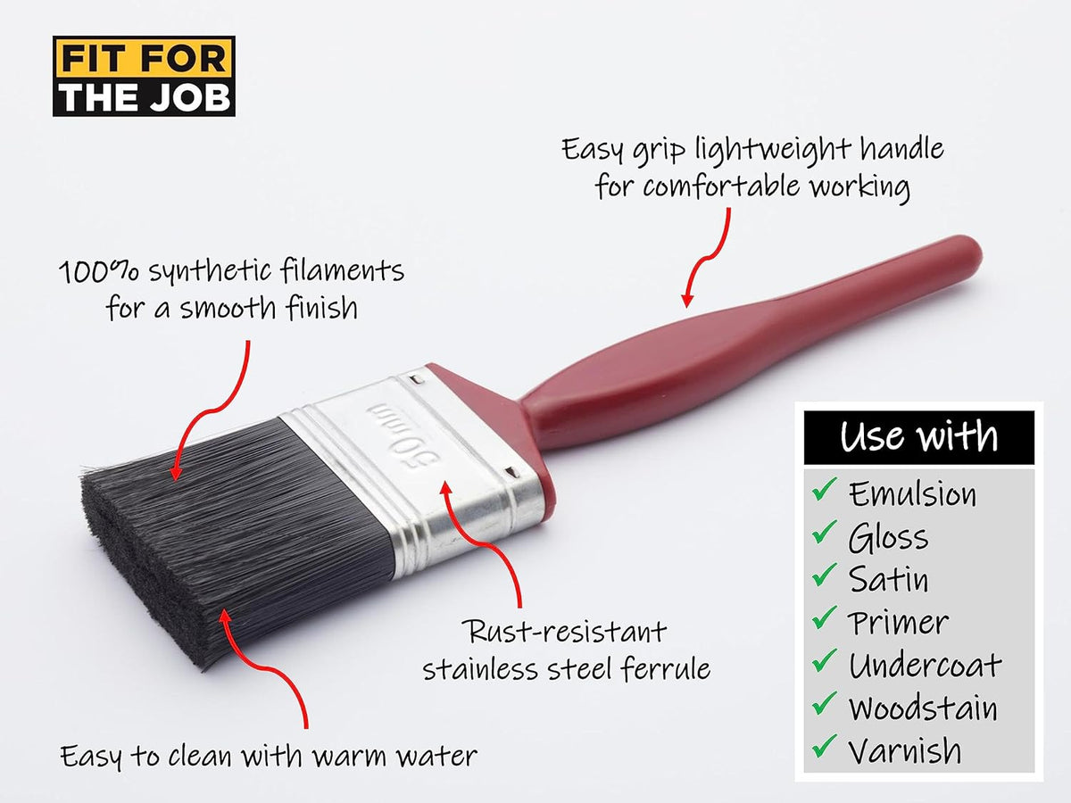 Fit For The Job 5 pc Mixed Sizes Paint Brush Set for a Smooth Finish