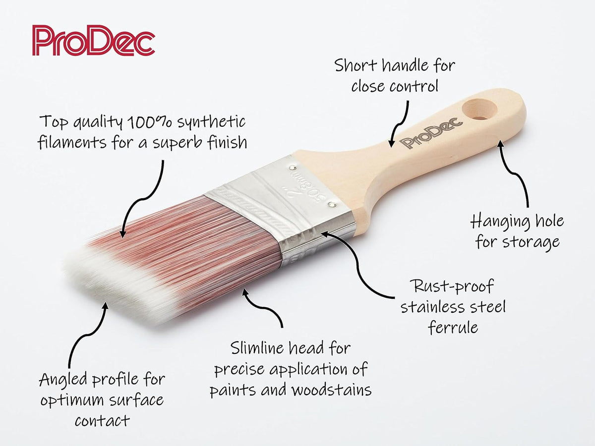 ProDec 2 inch Premier Trade Professional Synthetic Short Handle Cutting In Paint Brush for Sharp Edge Lines Painting