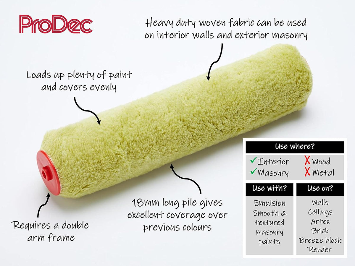 ProDec 12 inch x 1.75" Heavy Duty Woven Trade Professional Double Arm Paint Roller for Fast Coverage