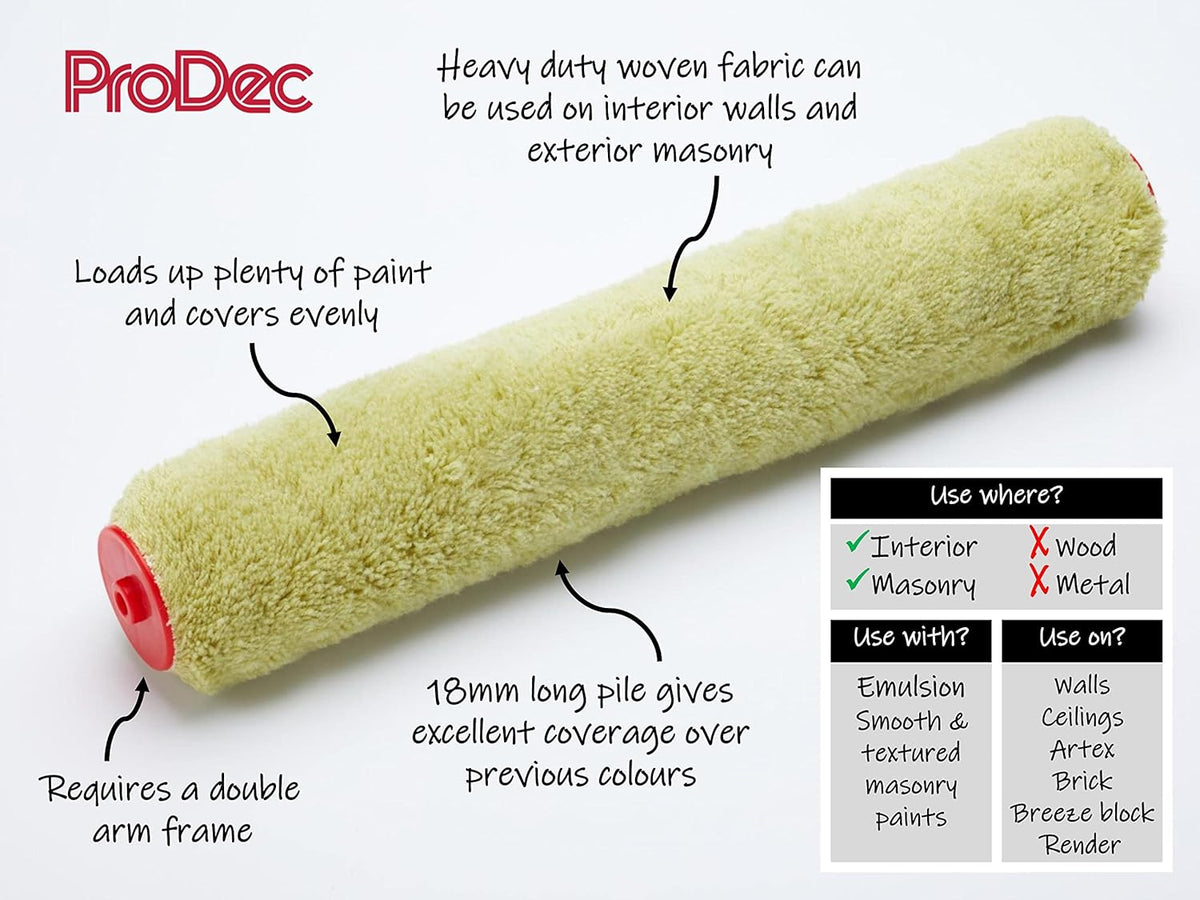 ProDec 15 inch x 1.75" Heavy Duty Woven Trade Professional Double Arm Paint Roller for Fast Coverage