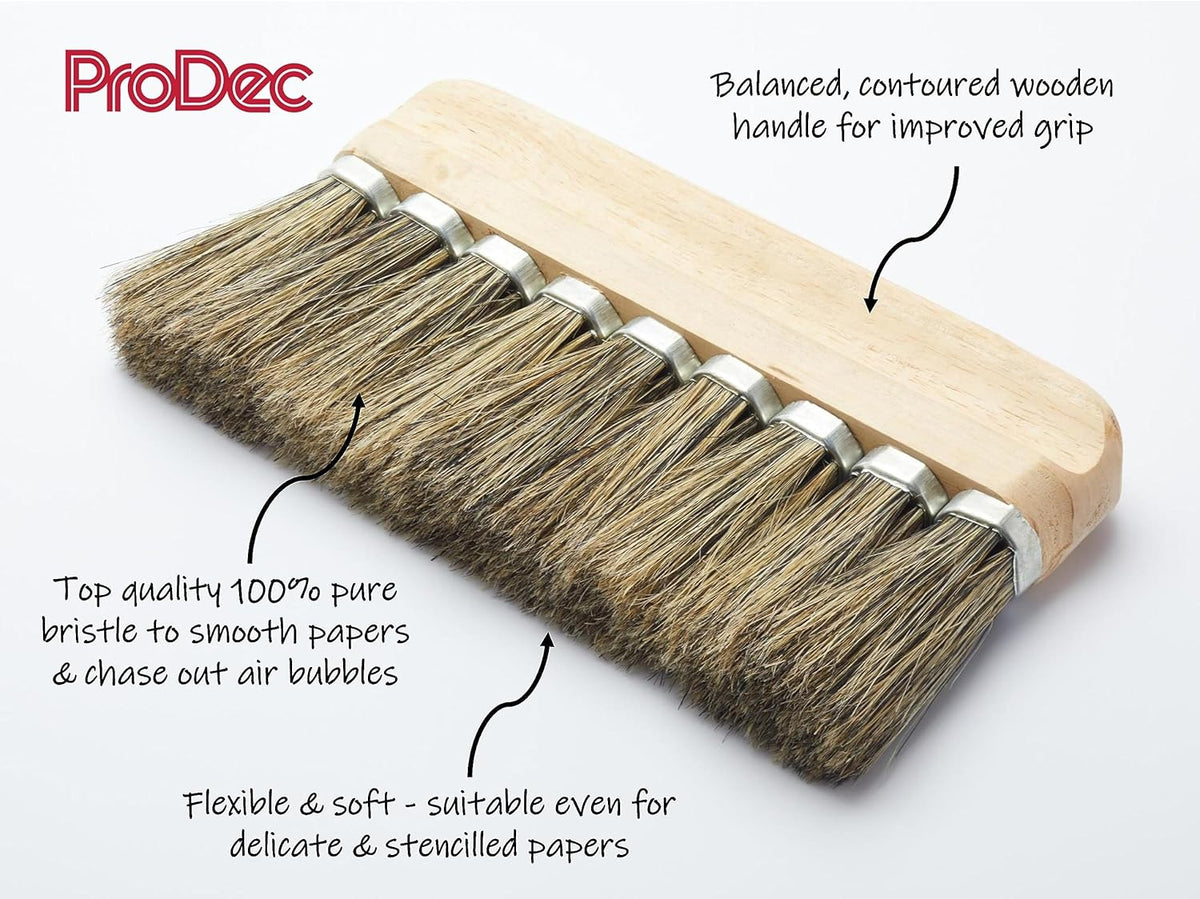 ProDec 9 Ring Pure Bristle Paperhanging Brush for Fast Efficient Smoothing and Air Bubble Removal