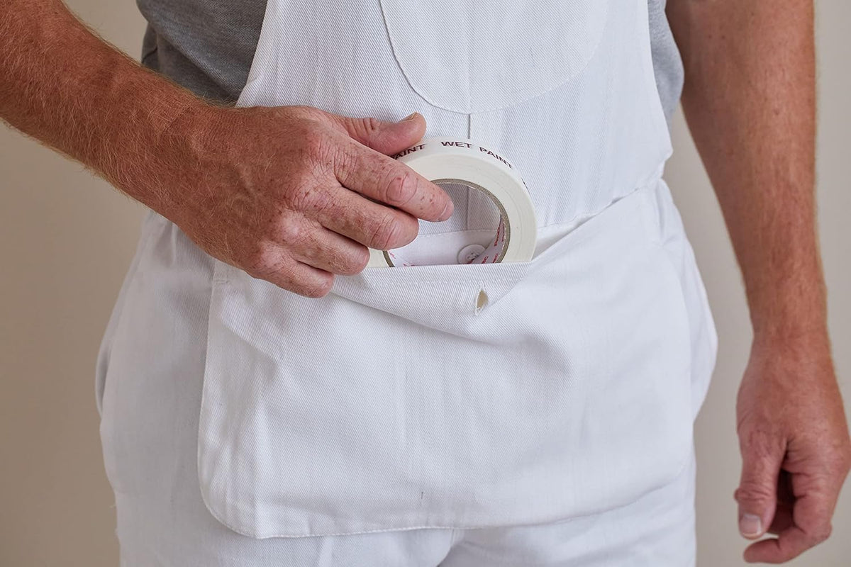 Fit For The Job 100% Cotton Drill, Multi Pocket White Painter & Decorator's Bib and Brace Overalls Dungarees