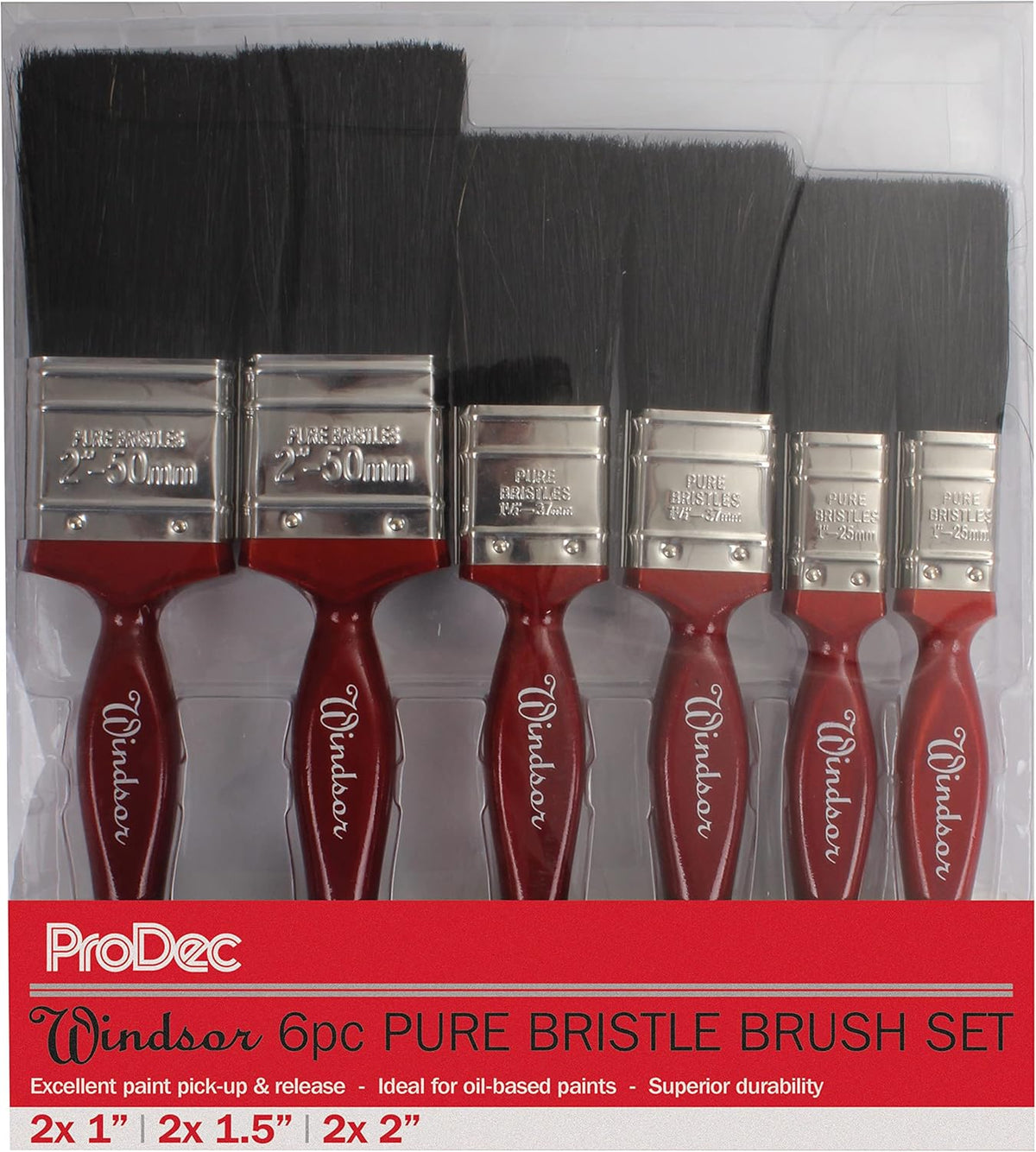 ProDec 6 piece Windsor Trade Professional Pure Bristle Paint Brush Set