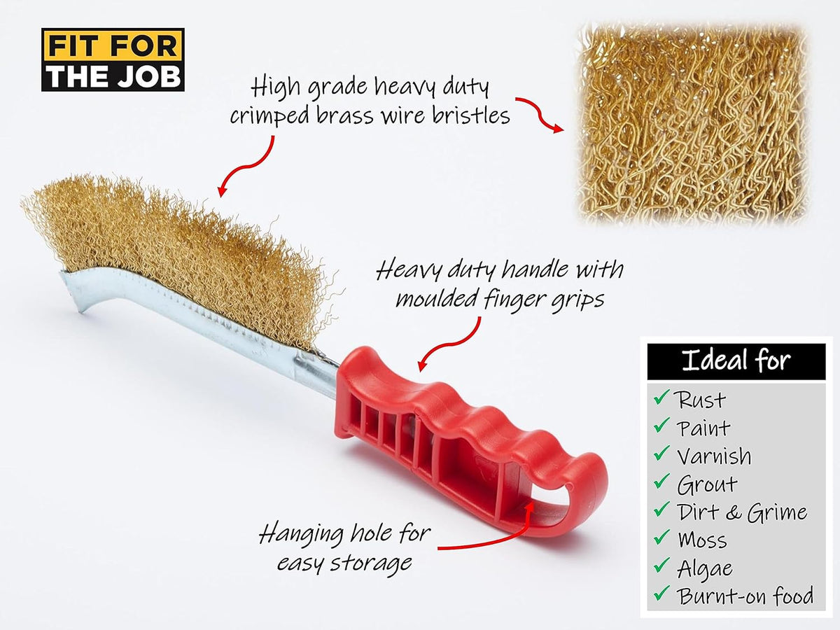 Fit For The Job Universal Wire Brush for Heavy Duty Cleaning of Wood, Metal, Masonry and More