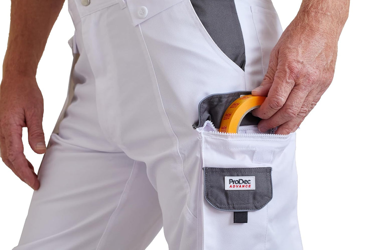 ProDec Advance Painter's Trousers For Men, Stain-Resistant White Work Trousers Pants, Painting Overalls For Men