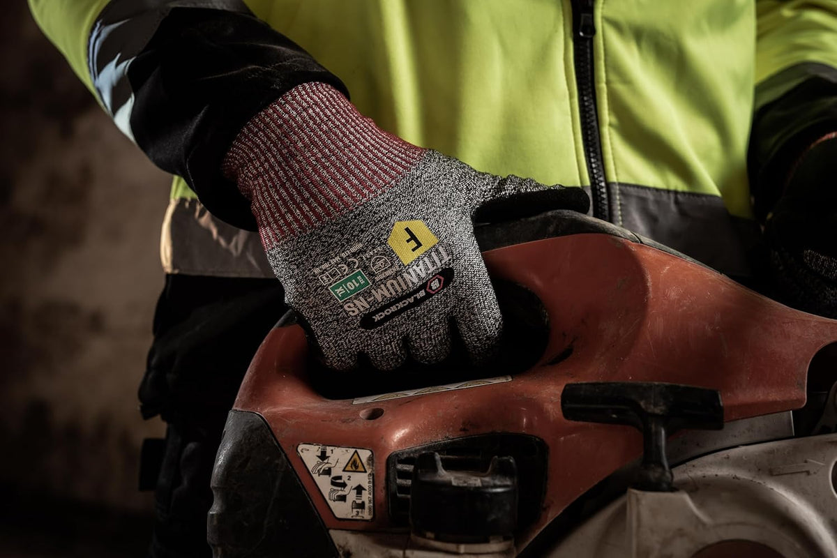 Blackrock Titanium Maximum Cut Resistant Level F Sandy Nitrile Oily Gripper Safety Work Gloves