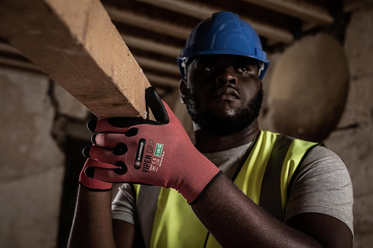 Blackrock Viper Ultra High Grip Safety Work Gloves, Heavy Duty Moulded Textured Black Rubber Palm