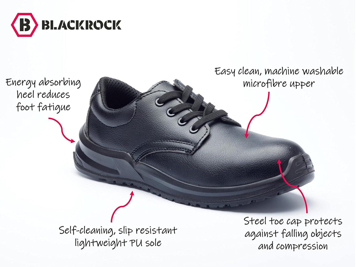 Blackrock Lace-Up Safety Shoes, Mens Womens Steel Toe Cap, Chef, Nursing, Orthopedic, Non-Slip Work Shoes