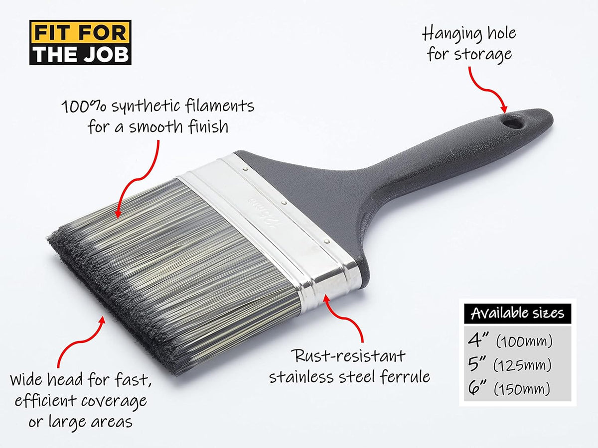 Fit For The Job 5 inch Wall Brush for Fast Painting and a Smooth Finish Painting with Emulsion Paints