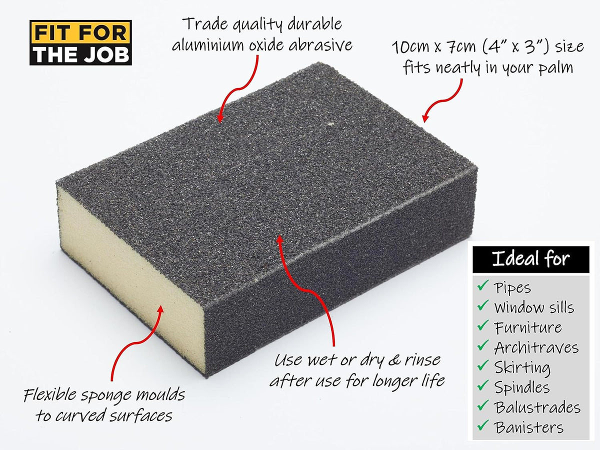 Fit For The Job Medium/Coarse Grade Flexible Reusable Sanding Block for Sanding Wood