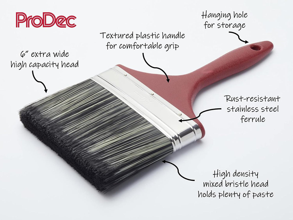 ProDec 6 inch High Capacity Paste Brush for Rapidly Applying Wallpaper Paste to Paper