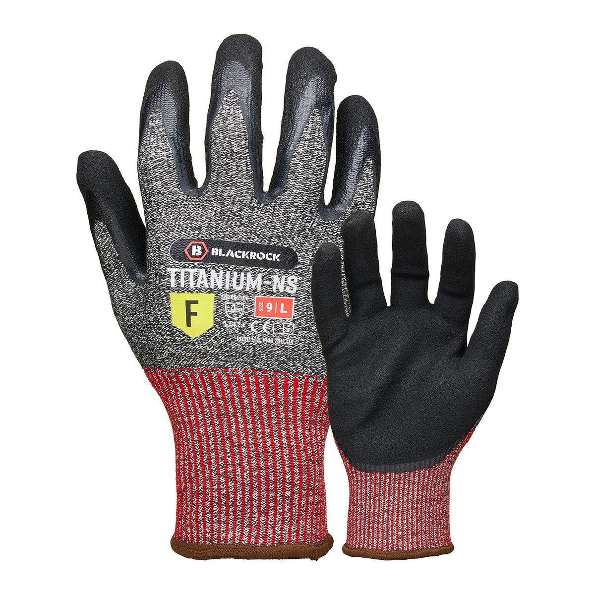 Blackrock Titanium Maximum Cut Resistant Level F Sandy Nitrile Oily Gripper Safety Work Gloves