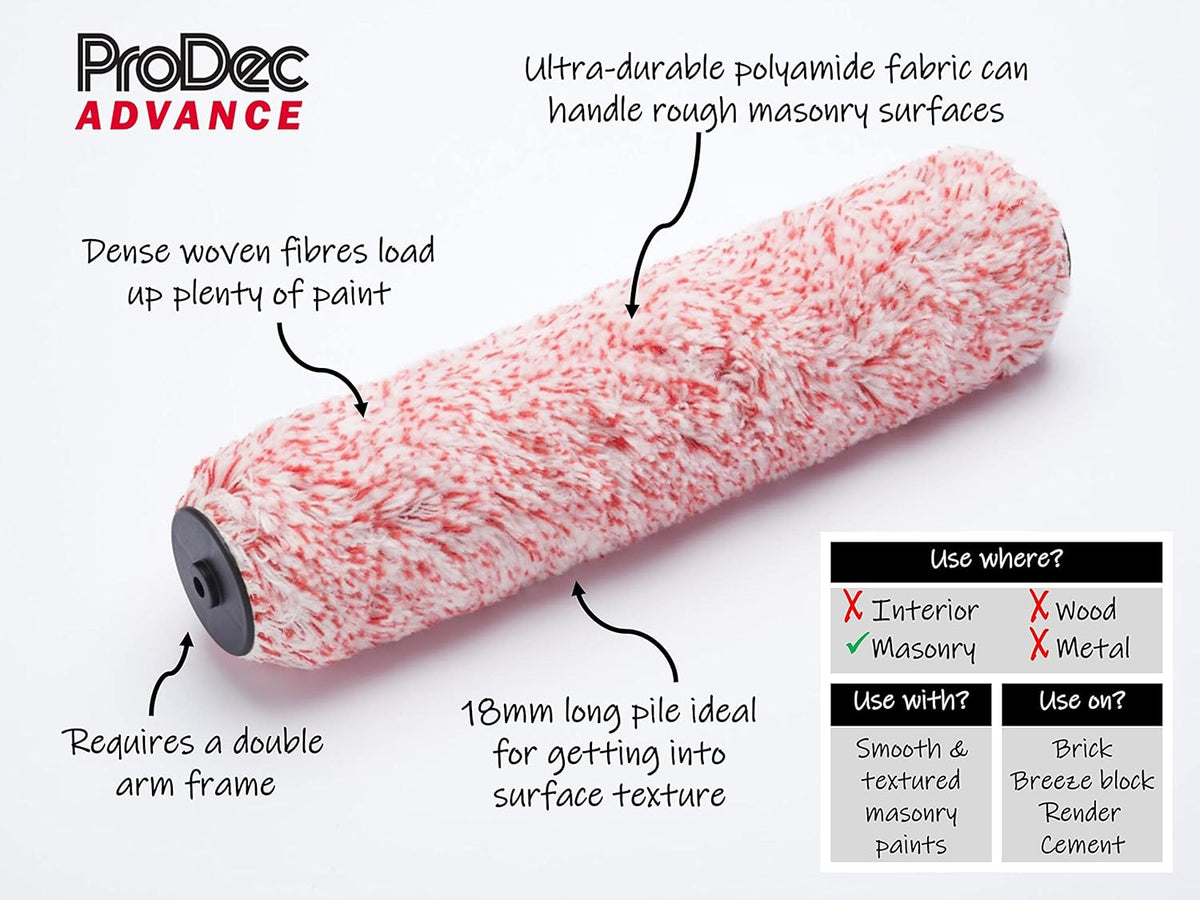 ProDec Advance 12 inch x 1.75" Long Pile Ultra Tough Heavy Duty Woven Polyamide Double Arm Masonry Paint Roller
