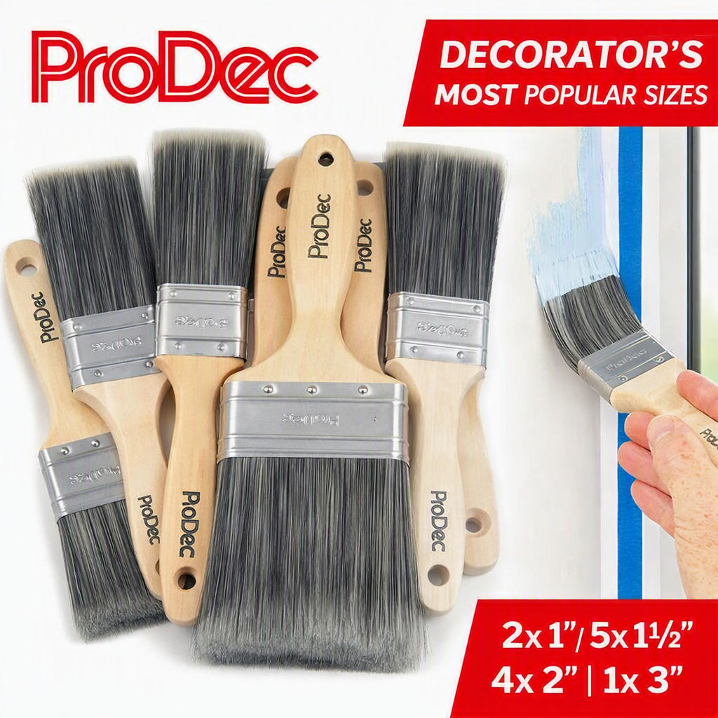 ProDec Decorator's Dozen 12 Piece Synthetic Paint Brush Set for a Smooth Finish Painting with Emulsion, Gloss, Satin