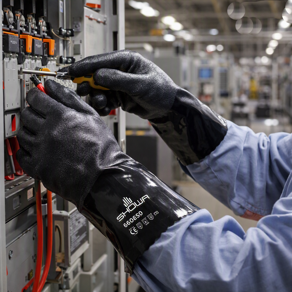 Showa 660ESD Oil, Chemical Resistant Anti- Static Safety Gloves