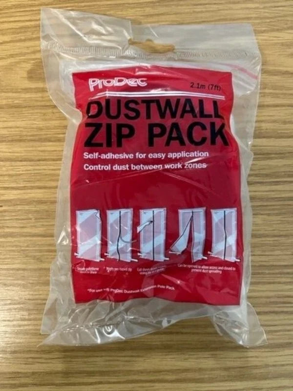 ProDec 2.1m Self-Adhesive Zip for Quickly and Easily Creating Doorway Access Through Polythene Screens - Cut to Size