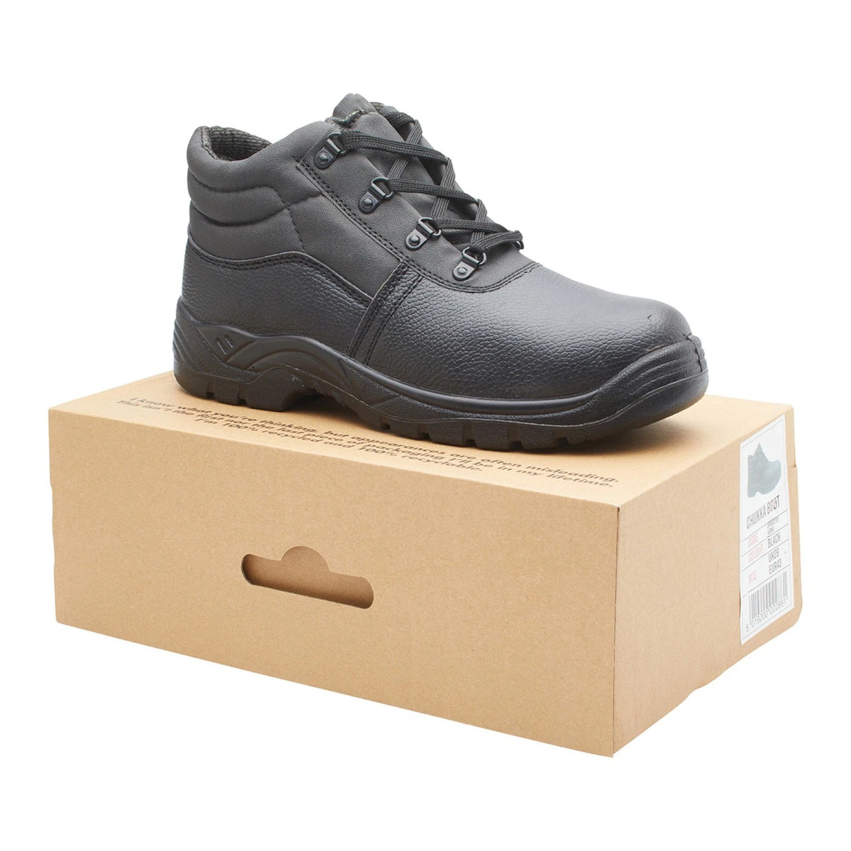 Black Chukka Safety Synthetic Leather Work Boots