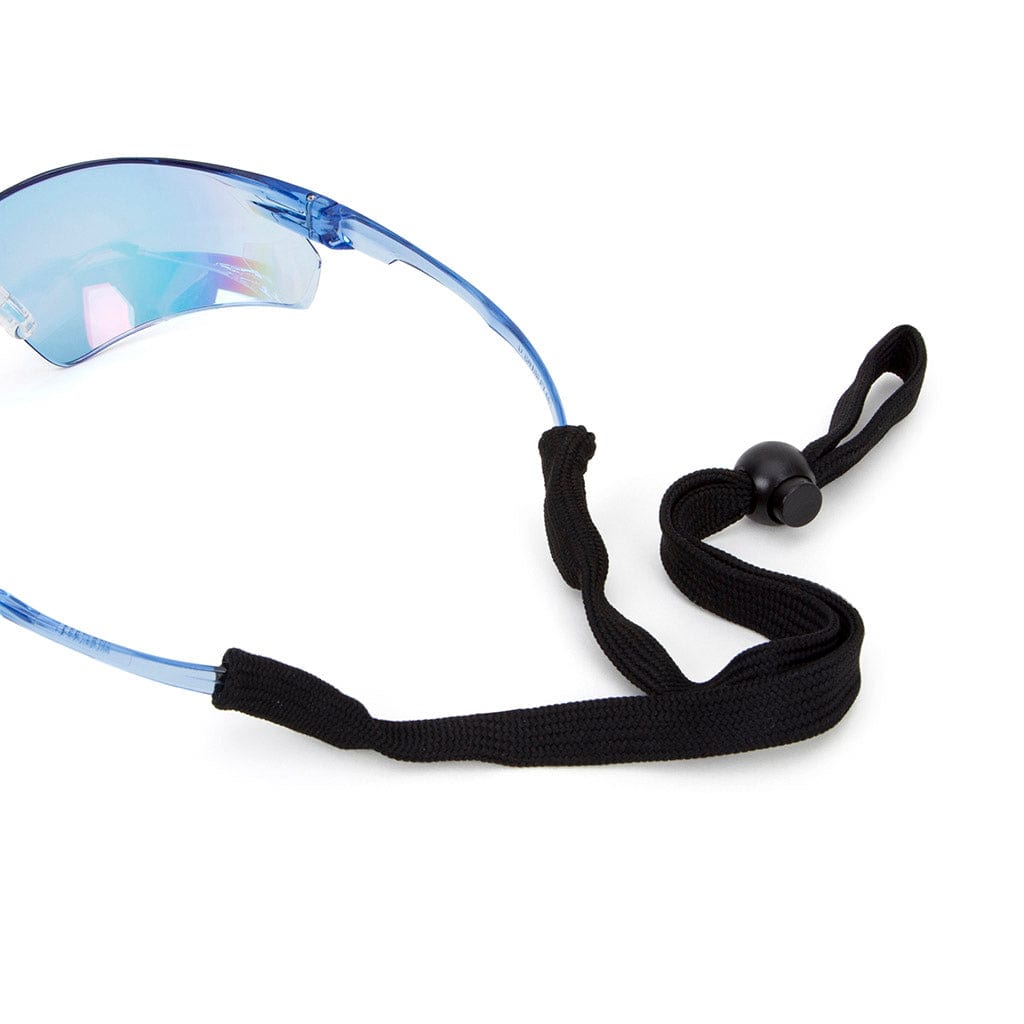 Univet 505 Blue Lens Safety Glasses Close Up with Neck Cord