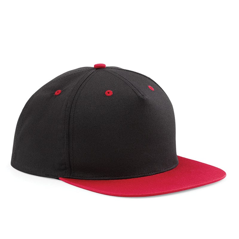 Beechfield 5 Panel Contrast Snapback Black / Classic Red