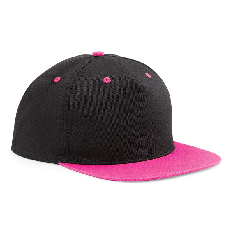 Beechfield 5 Panel Contrast Snapback Black / Fuchsia