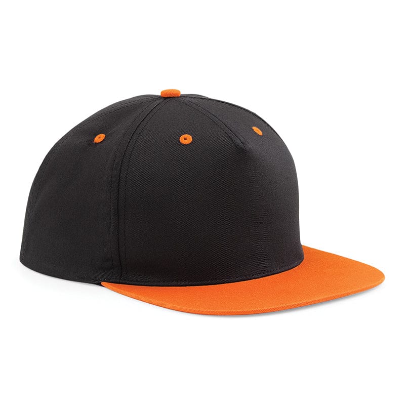 Beechfield 5 Panel Contrast Snapback Black / Orange