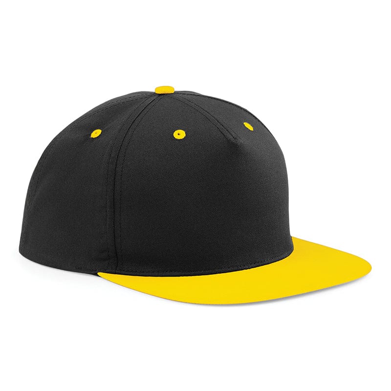 Beechfield 5 Panel Contrast Snapback Black / Yellow