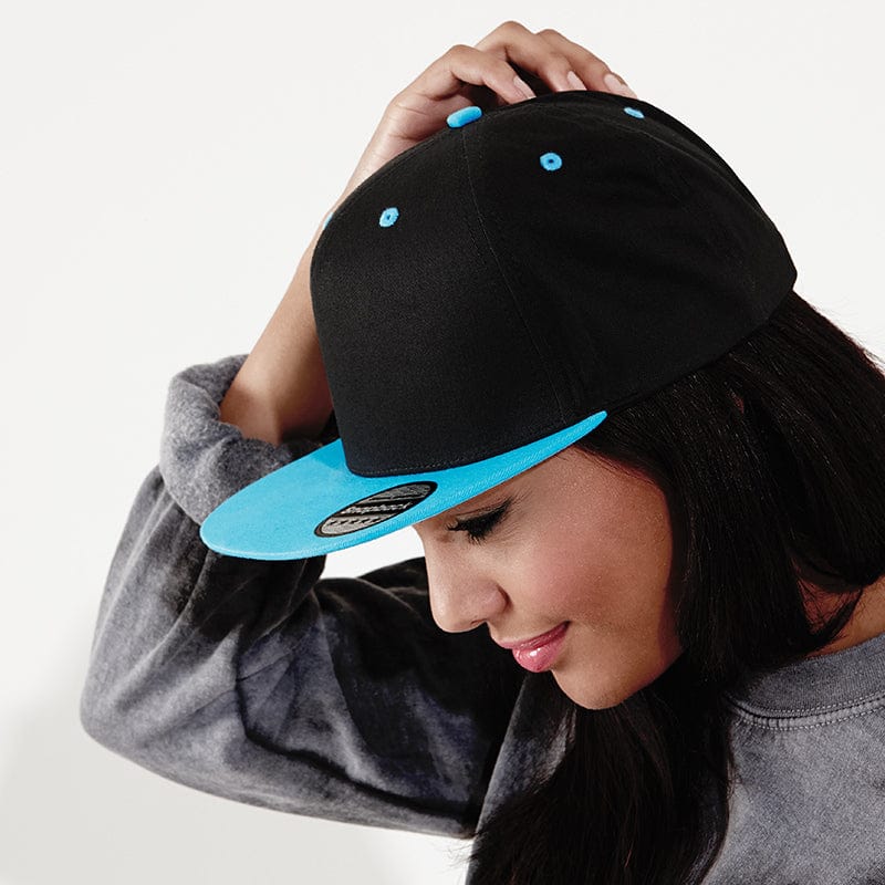 Beechfield 5 Panel Contrast Snapback Black / Surf Blue