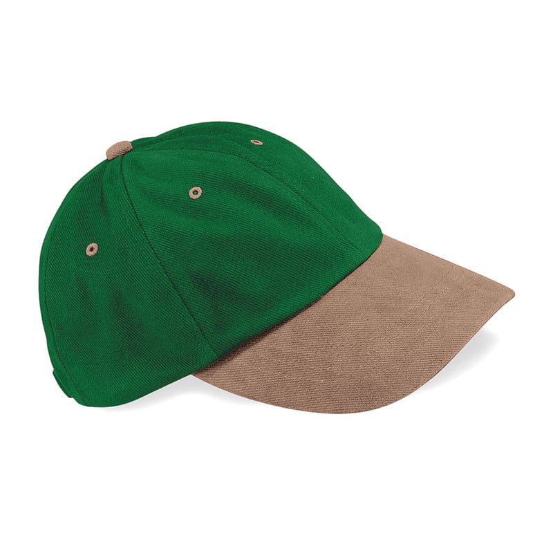 Beechfield Low Profile Heavy Brushed Cotton Cap Forest Green / Taupe