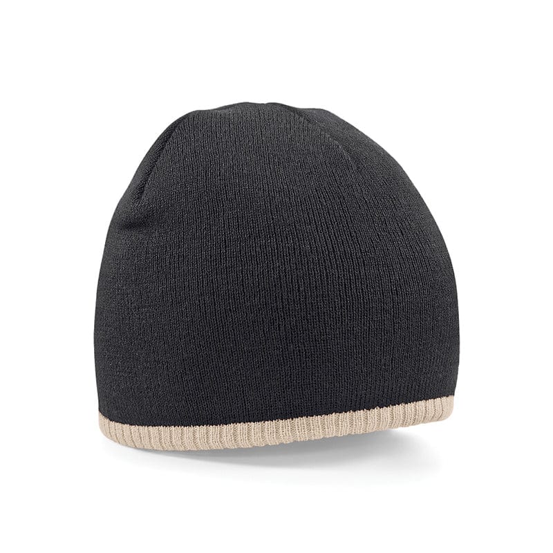 Beechfield Two-Tone Pull On Beanie Black / Stone