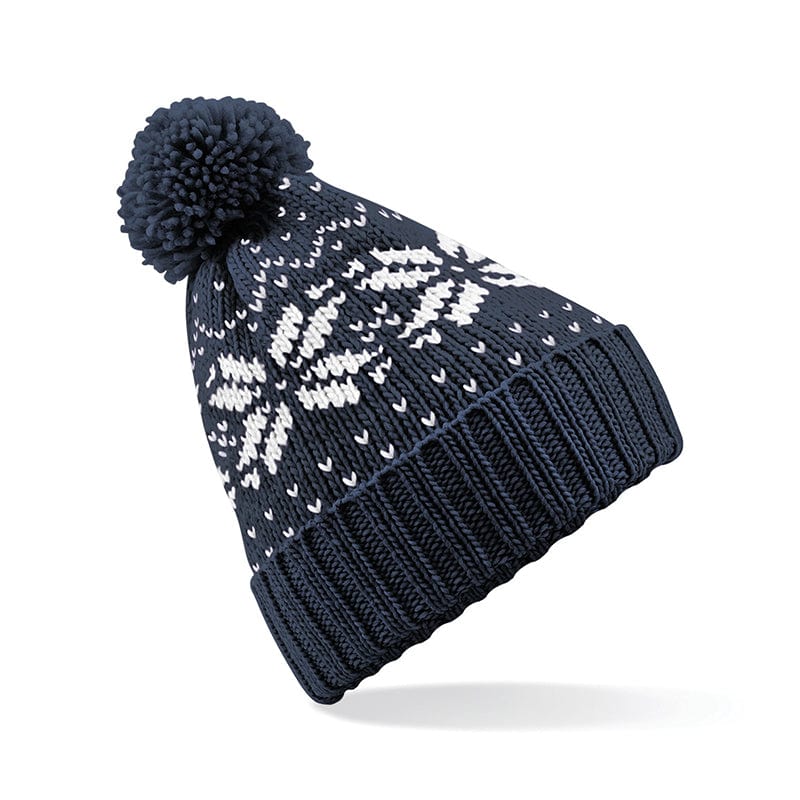 Beechfield Fair Isle Snowstar Beanie French Navy / White