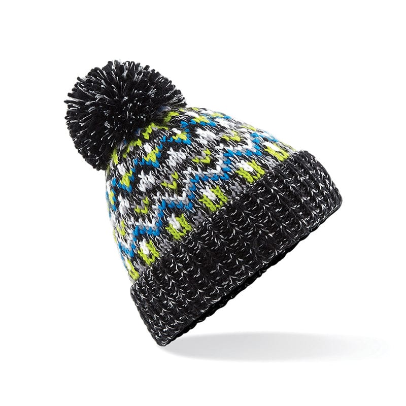 Beechfield Blizzard Bobble Beanie Liquorice Zing