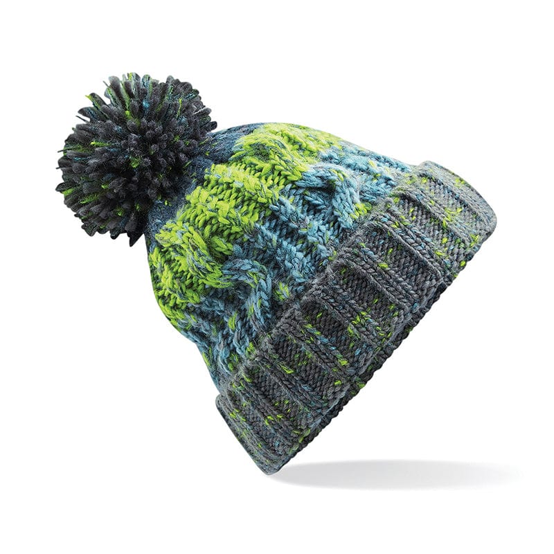 Beechfield Corkscrew Pom Pom Beanie Electric Grey
