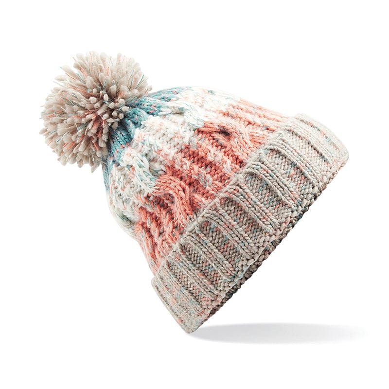 Beechfield Corkscrew Pom Pom Beanie Milkshake Mix
