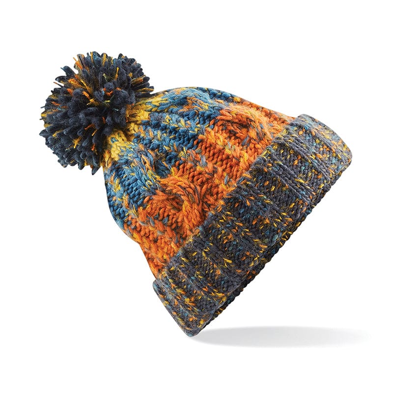 Beechfield Corkscrew Pom Pom Beanie Retro Blues