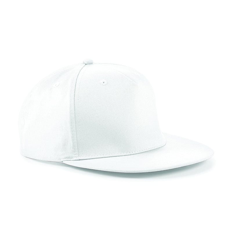 Beechfield 5 panel Snapback Rapper Cap White