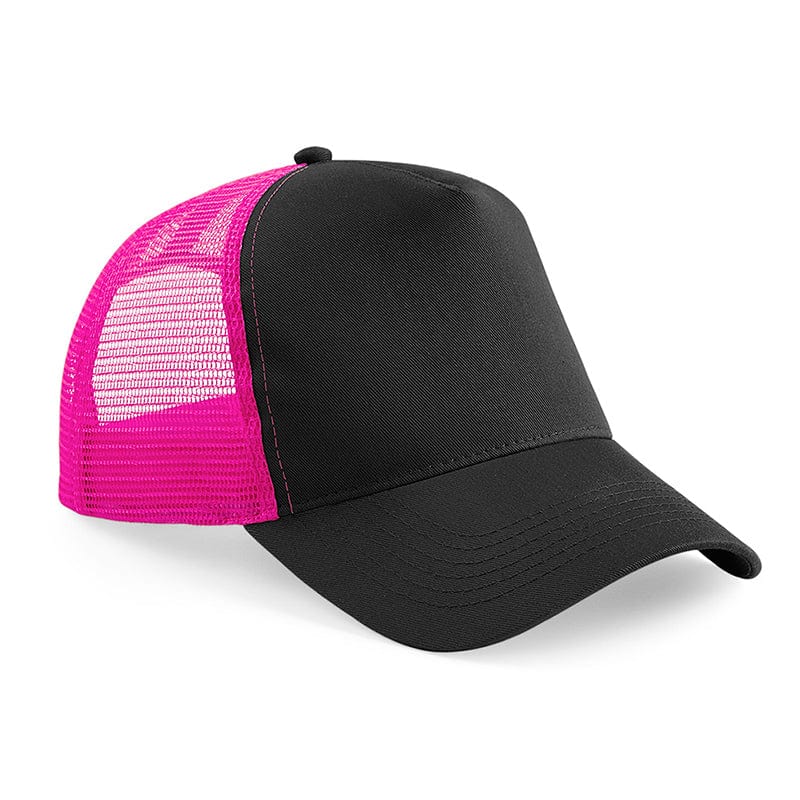 Beechfield Snapback Trucker Black / Fuchsia