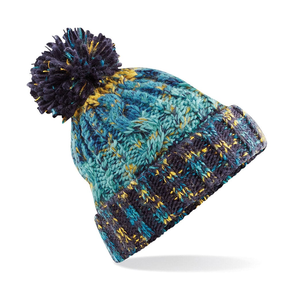 Beechfield B486 Pom Pom Beanie Marine Splash