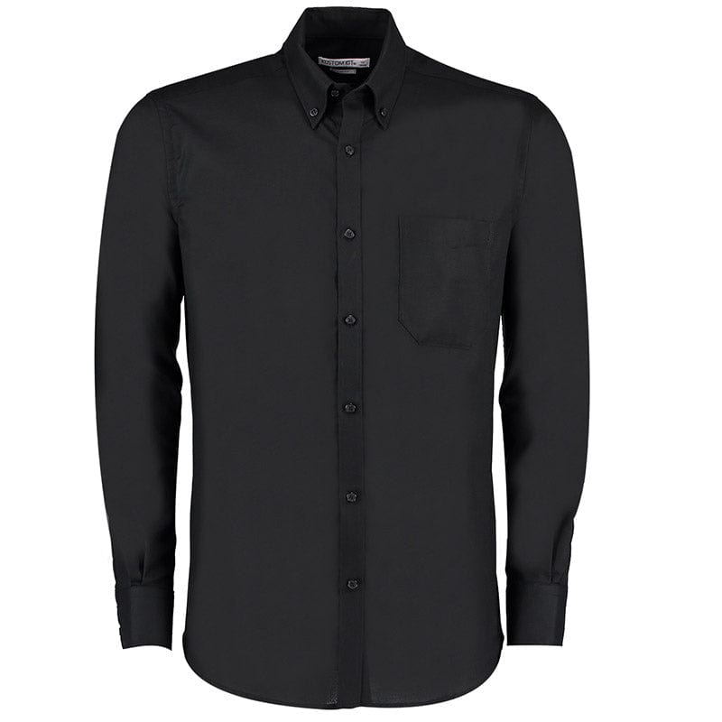 Kustom Kit KK184 Slim Fit Workwear Long Sleeved Oxford Shirt Black