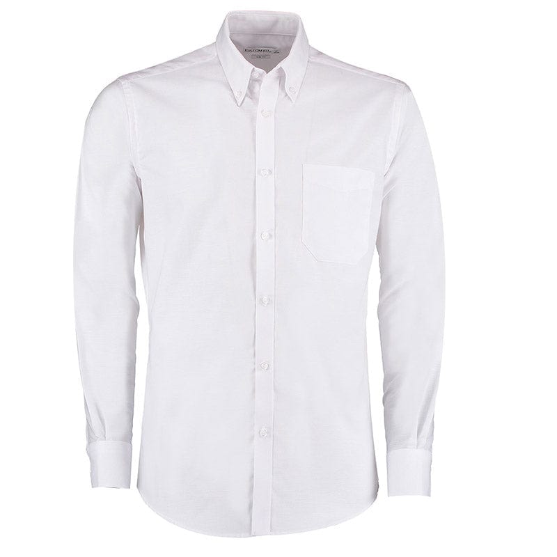 Kustom Kit KK184 Slim Fit Workwear Long Sleeved Oxford Shirt White