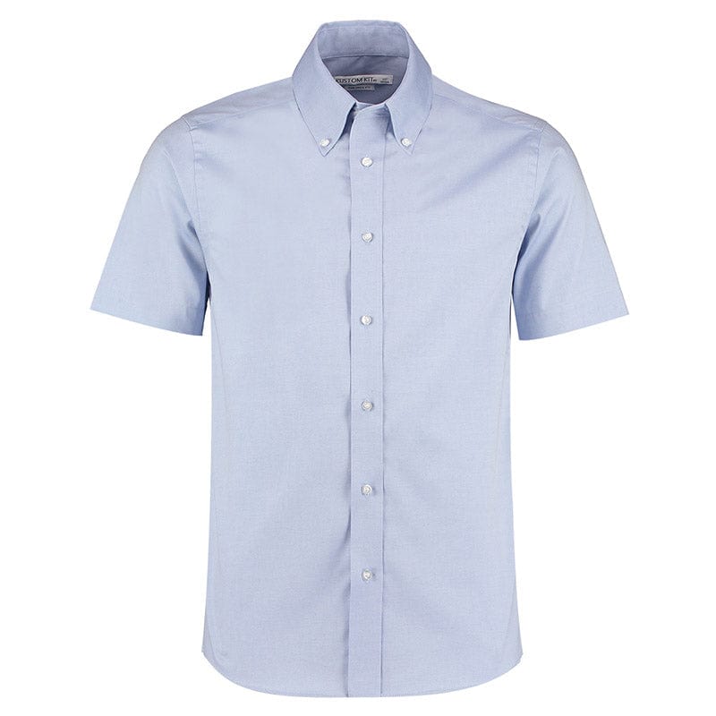 Kustom Kit KK187 Men's Short Sleeve Tailored Fit Premium Oxford Shirt Light Blue