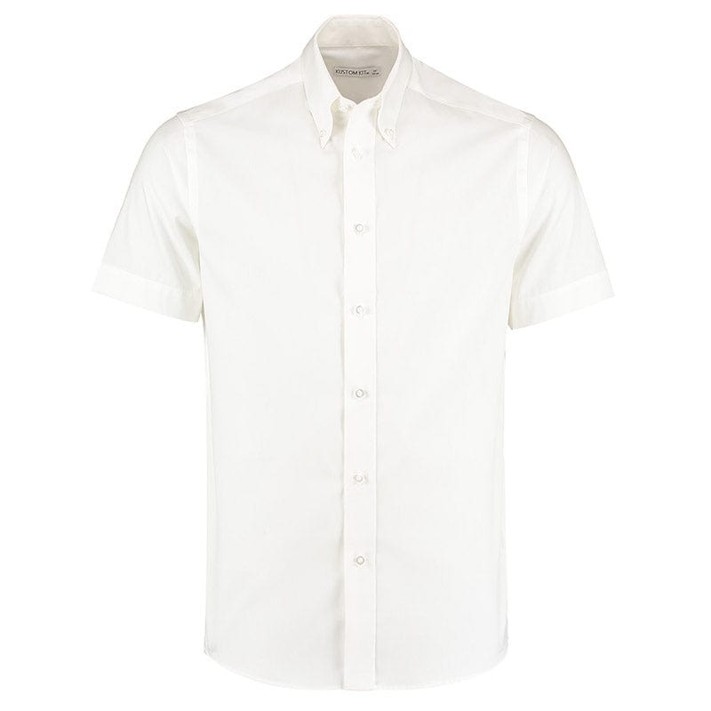 Kustom Kit KK187 Men's Short Sleeve Tailored Fit Premium Oxford Shirt White