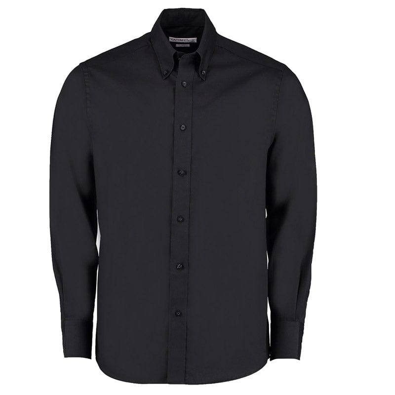 Kustom Kit KK188 Men's Long Sleeve Tailored Fit Premium Oxford Shirt Black