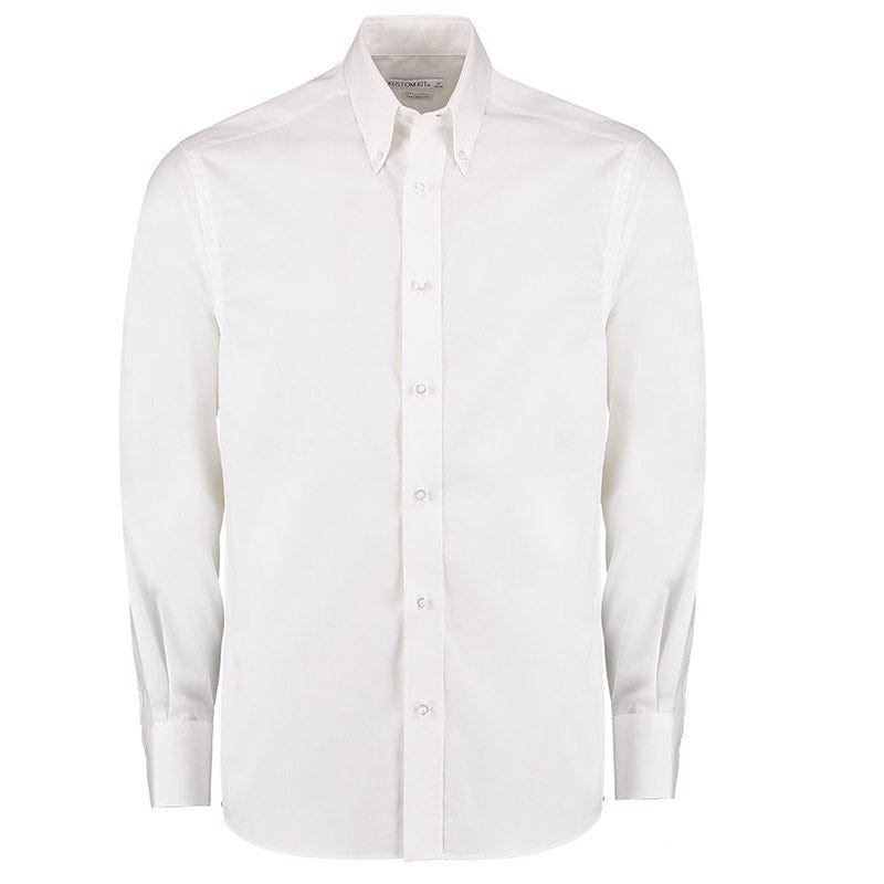 Kustom Kit KK188 Men's Long Sleeve Tailored Fit Premium Oxford Shirt White