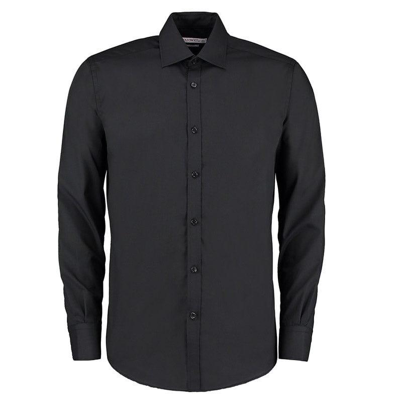 Kustom Kit KK192 Men's Slim Fit Long Sleeve Business Shirt Black