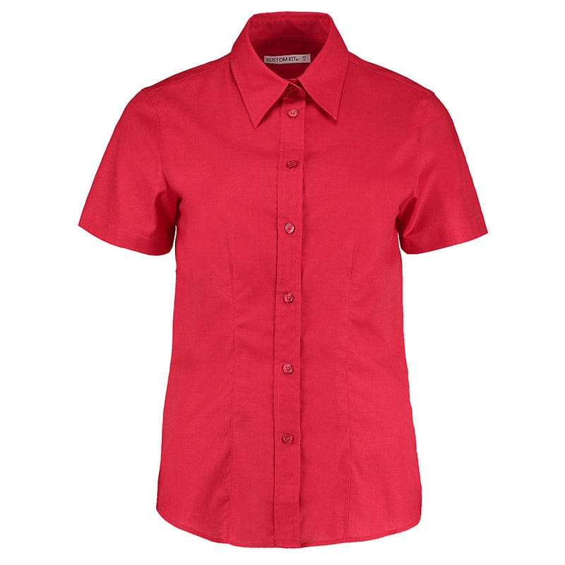 Kustom Kit KK360 Ladies&#39; Workwear Short Sleeve Oxford Shirt Red