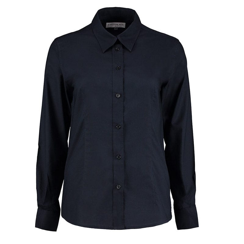 Kustom Kit KK361 Ladies&#39; Workwear Long Sleeve Oxford Shirt French Navy